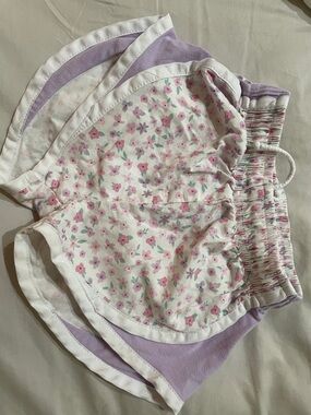 Color works Girls Floral Pink & Lavender Athletic Shorts